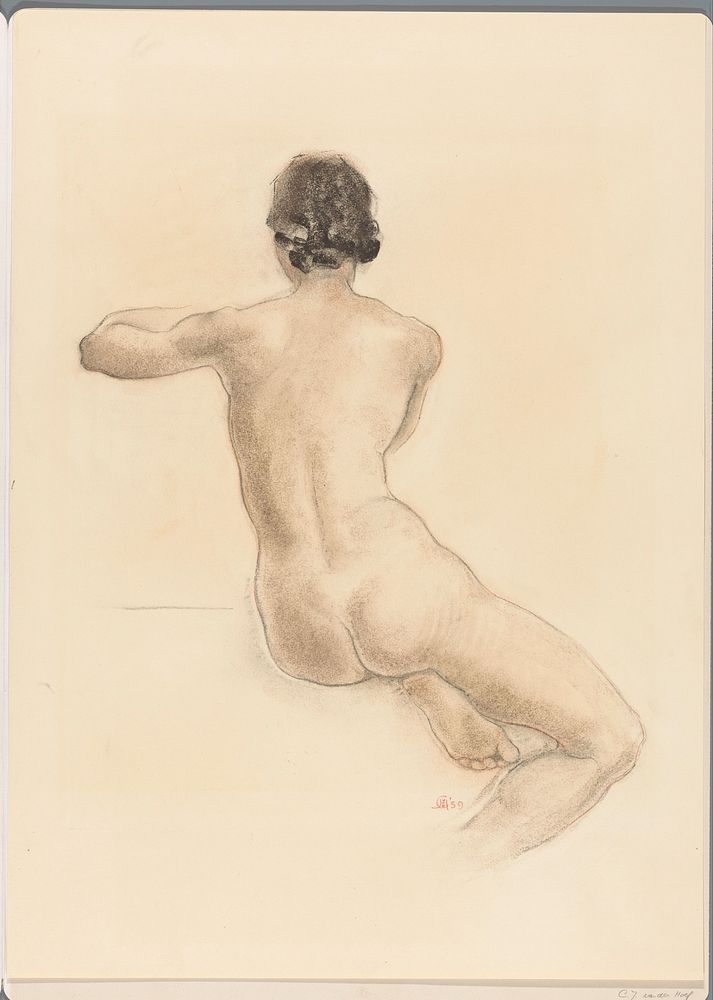 Zittende naakte vrouw (1939) by Chris van der Hoef