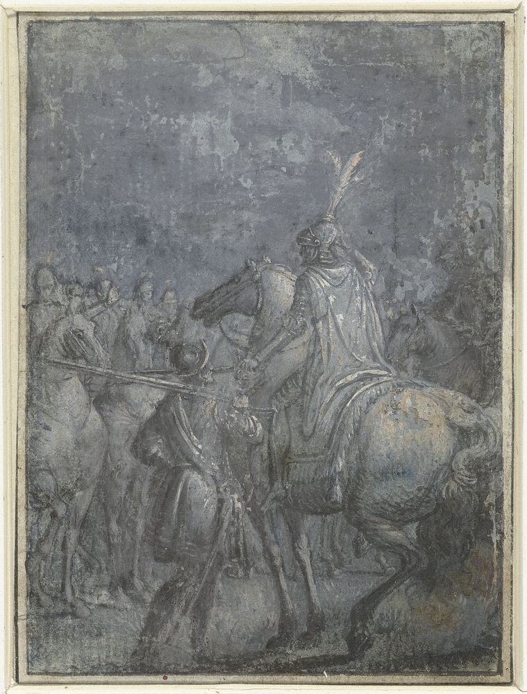 Legeraanvoerder te paard met andere ruiters (1600 - 1699) by Joseph Werner, Johann König, Joachim von Sandrart I and…