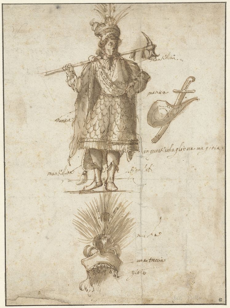 Studies van een maskerade: een uitheems krijgsman (1557 - 1640) by anonymous and Jacopo Ligozzi