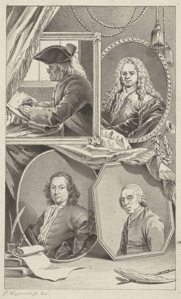 Vier portretten in lijsten (1757 - 1808) by Pieter Wagenaar II