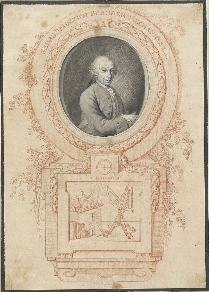 Portret van Georg Friedrich Brander (1769 - 1774) by Johann Esaias Nilson