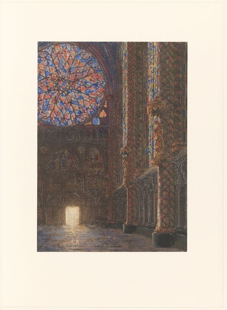 Interieur van de Sainte Chapelle, naar de ingang te zien (1865 - 1939) by Daniël Jordens