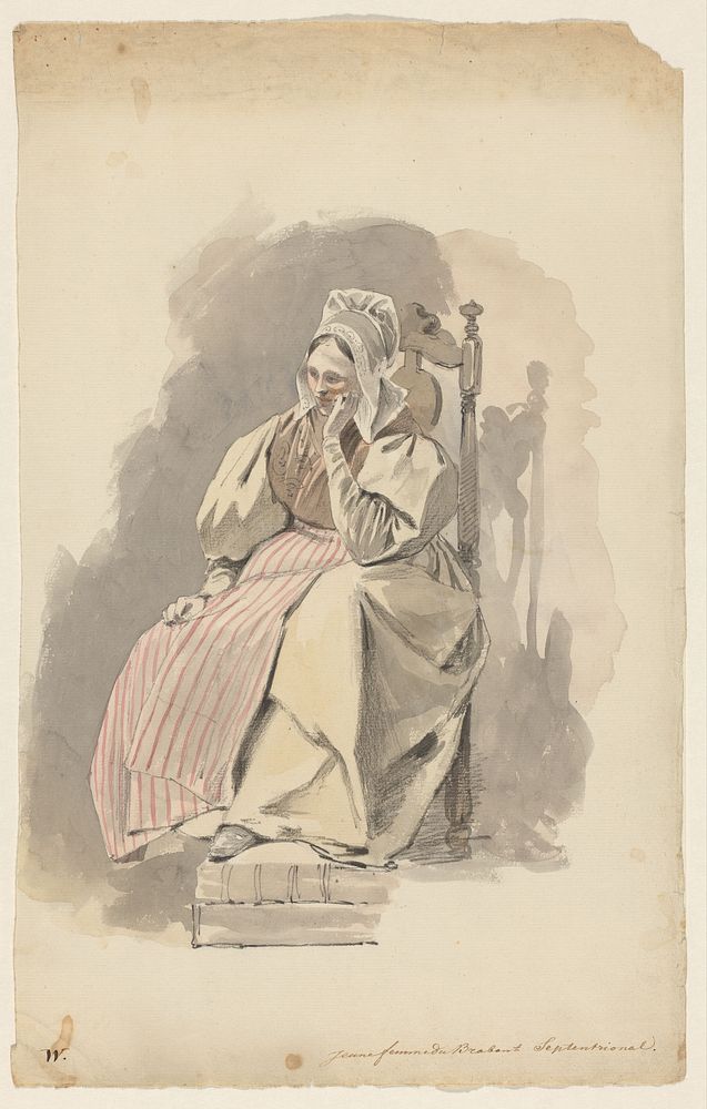 Vrouw uit Noord-Brabant, zittend op een stoel (1811 - 1873) by Pieter van Loon