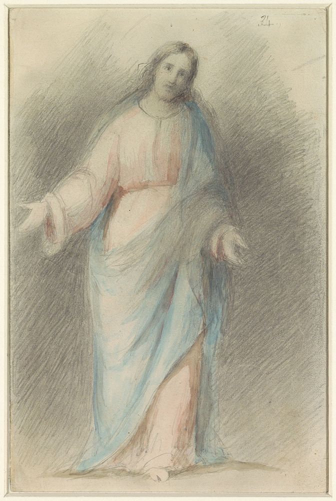 Staande Christus, met uitgespreide armen (1818 - 1880) by Eduard von Heuss