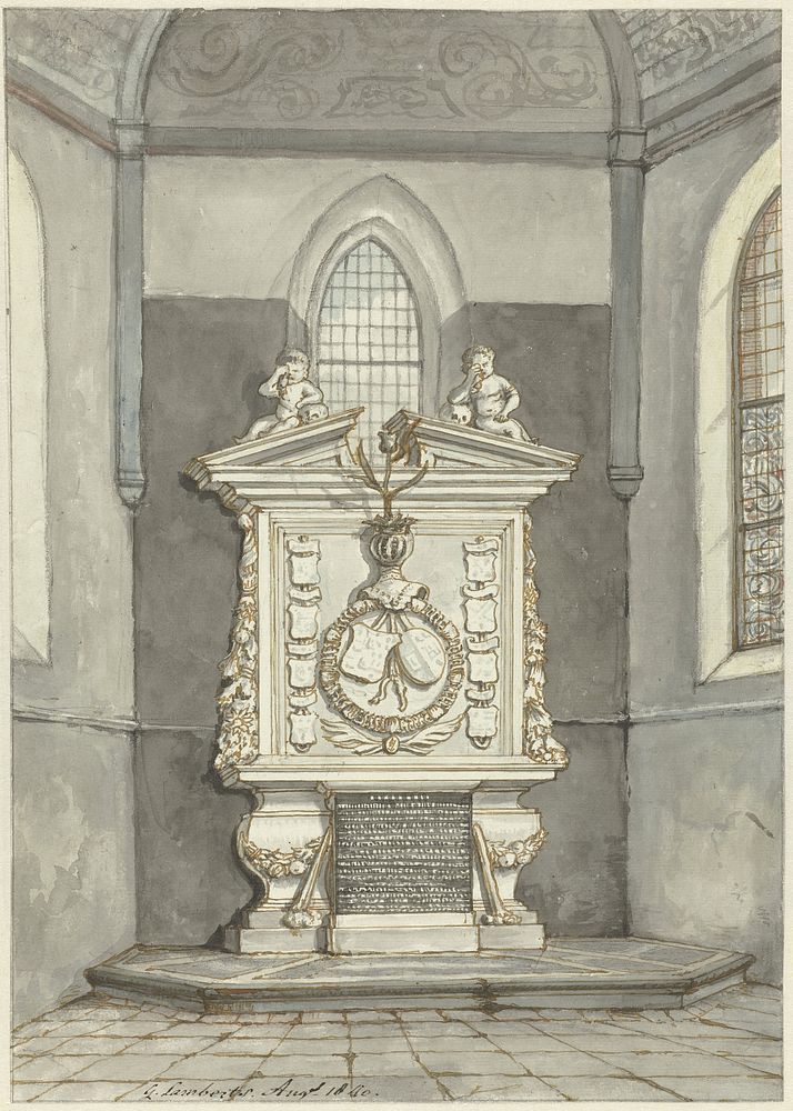 Grafstede van Adriaen Pauw in Nederlands Hervormde Kerk te Heemstede (1840) by Gerrit Lamberts