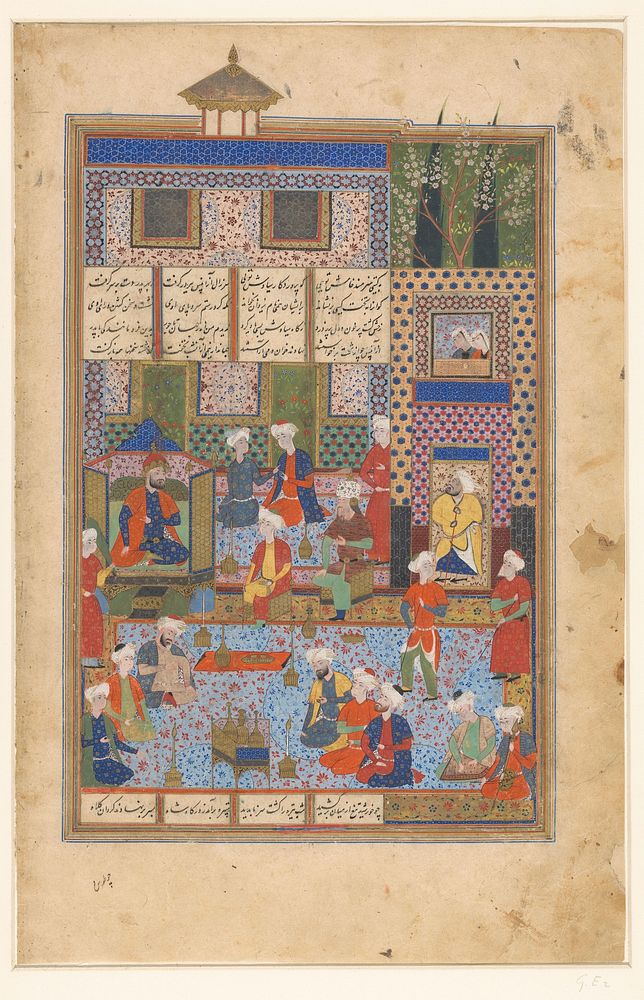 Rustam neemt afscheid van Shah Kai Khusrau (c. 1469 - c. 1506) by Husain Mirza Baiqara van Herat and anonymous