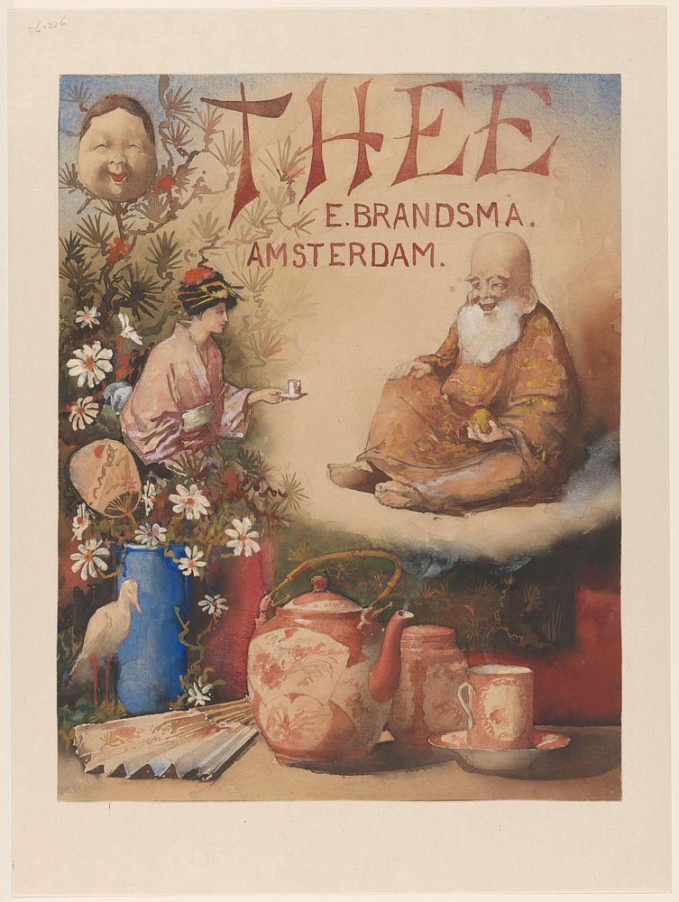 Ontwerp voor een affiche voor thee van E. Brandsma, Amsterdam (1881 - 1920) by Theo Molkenboer