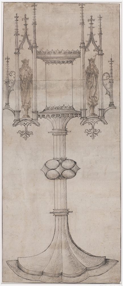 Ontwerp voor een monstrans (1480 - 1520) by Monogrammist WA met de sleutel and anonymous