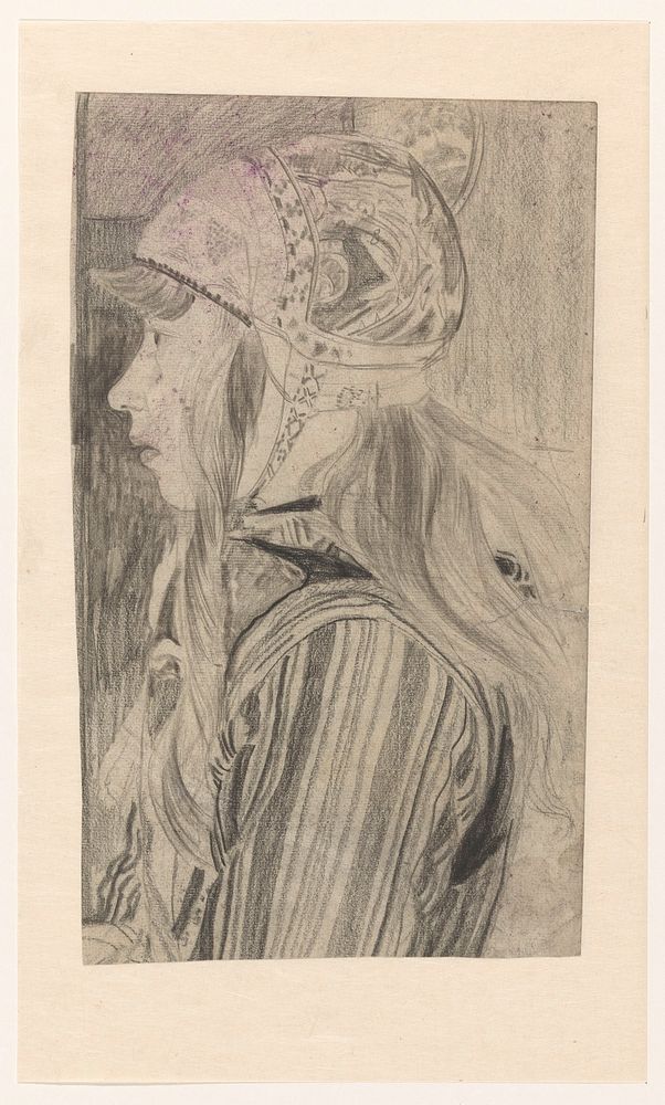 Portret van meisje in klederdracht van Marken (1874 - 1945) by Carel Adolph Lion Cachet