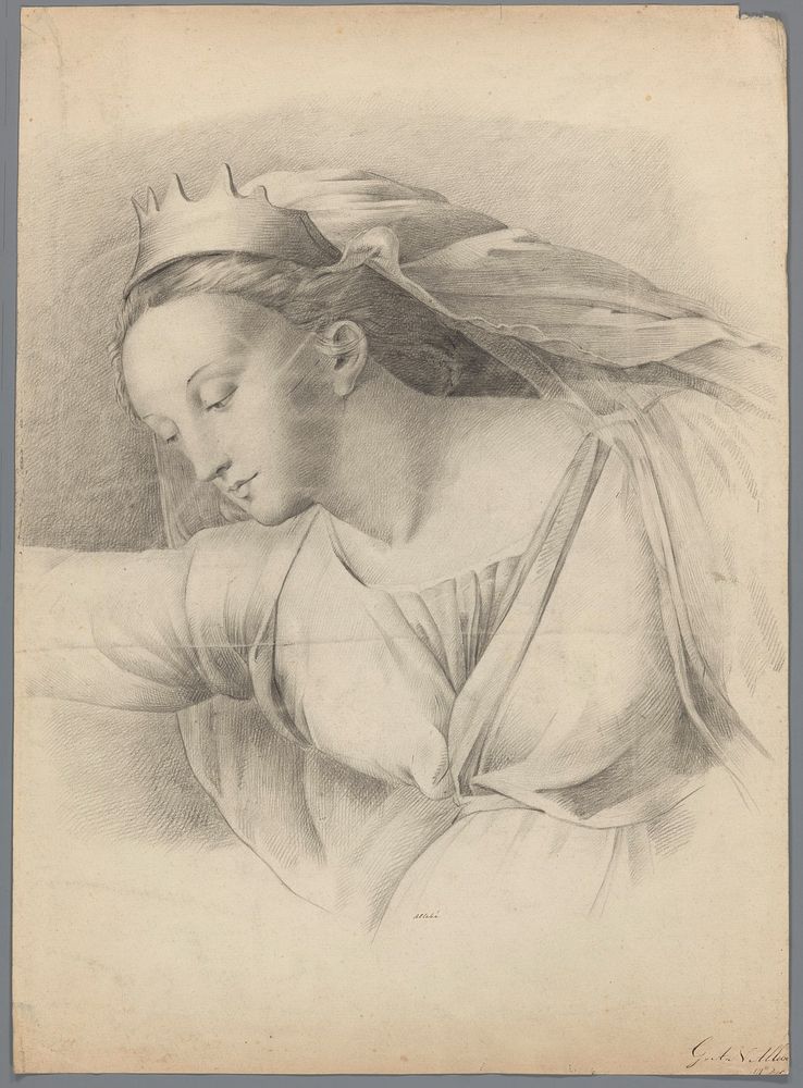 Studie naar een Madonna (1818 - c. 1900) by Gerard Allebé and Rafaël