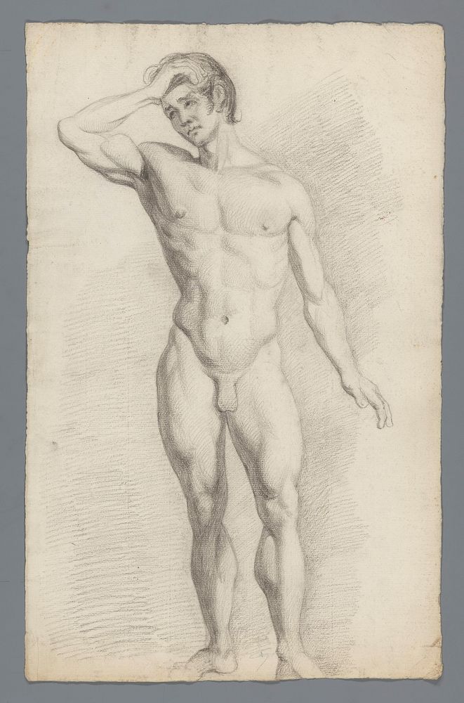 Staand mannelijk naakt, van voren gezien (1818 - c. 1900) by Gerard Allebé