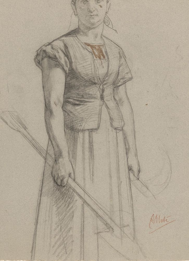 Staande boerin (1848 - 1927) by August Allebé
