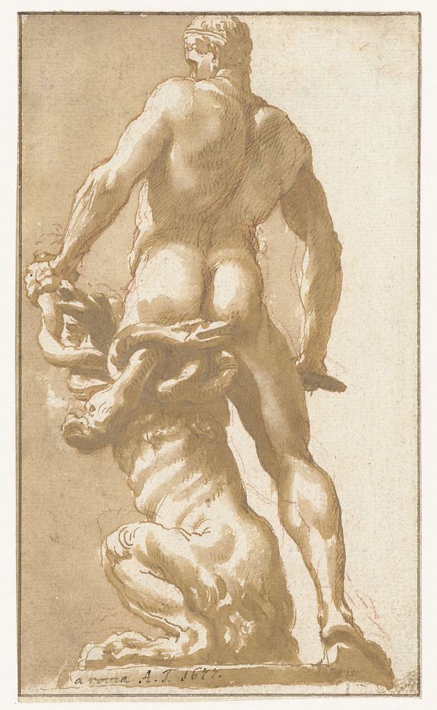 Hercules doodt de Hydra van Lerna (1677) by Augustinus Terwesten I and anonymous