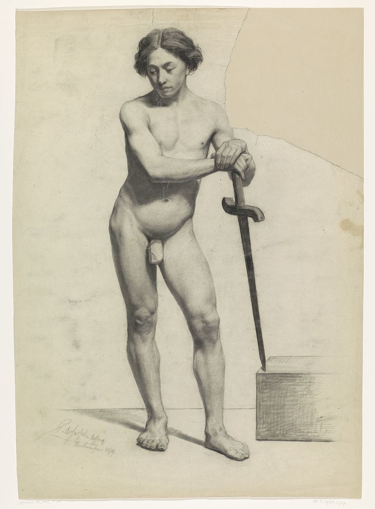 Staand mannelijk naakt, met zwaard (1878) by Pieter de Josselin de Jong