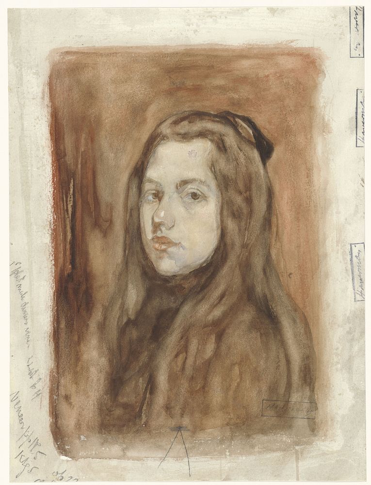 Portret van een meisje met lang haar (1867 - 1928) by Hendrik Johannes Haverman