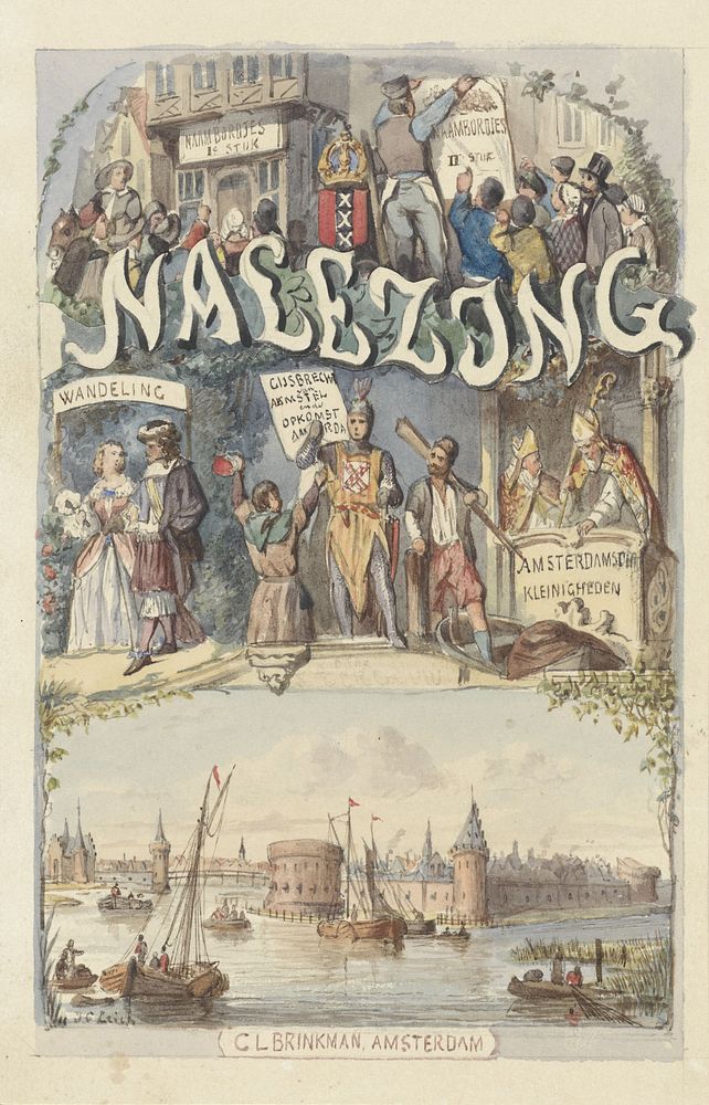 Ontwerp voor de omslag van Nalezing van Johannes ter Gouw, 1865 (c. 1860 - 1865) by Johan Coenraad Leich