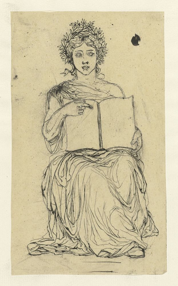 Studie voor een allegorie op de Republiek: vrouw met boek op haar schoot (1880 - 1883) by Rodolphe Bresdin