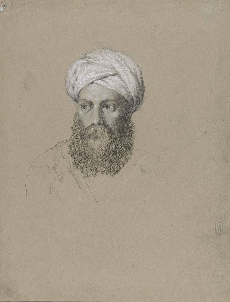 Hoofd van een Arabier met tulband (1828) by Hendrik Willem Cramer