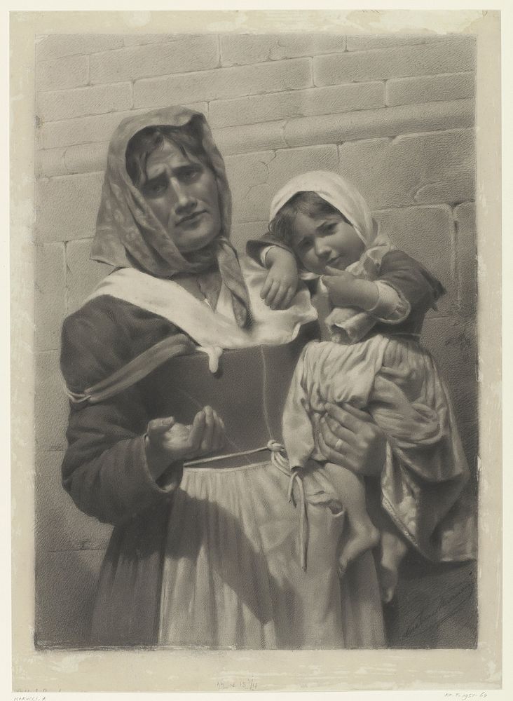 Bedelende moeder met kind op de arm (1800 - 1900) by Aurelia Marucci