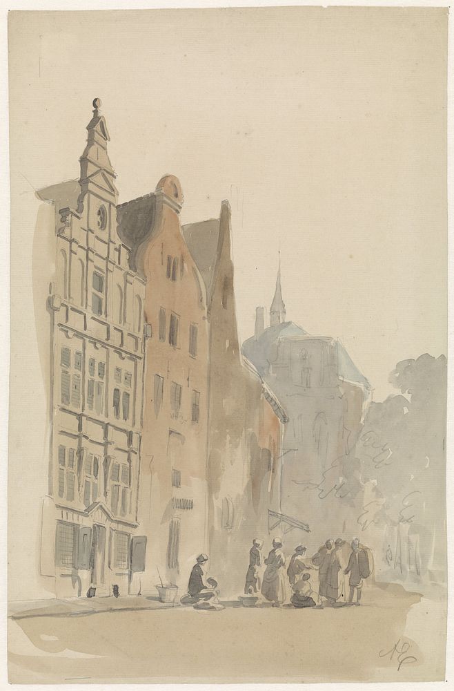 Ronde Lutherse kerk en enige huizen te Amsterdam (1828 - 1897) by Adrianus Eversen