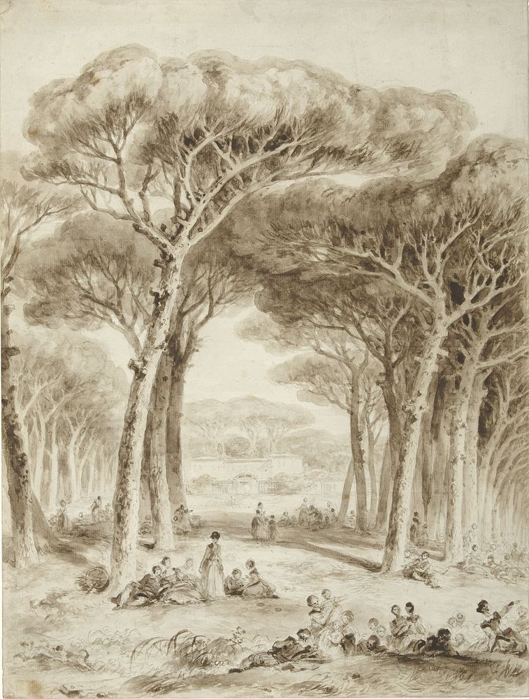 Italian Landscape with Umbrella Pines (1773 - 1775) by Jean Honoré Fragonard