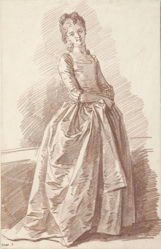 Staande jonge vrouw, aanziend (1775 - 1780) by Jean Honoré Fragonard
