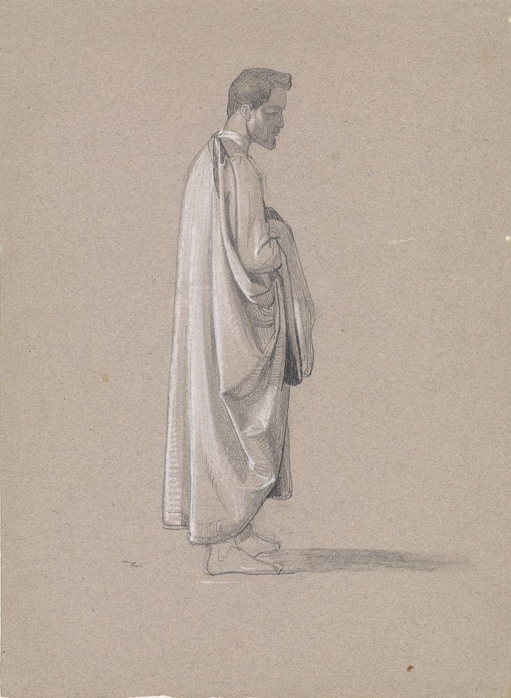 Staande man in mantel, naar rechts (1830 - 1887) by Johan Hendrik Koelman