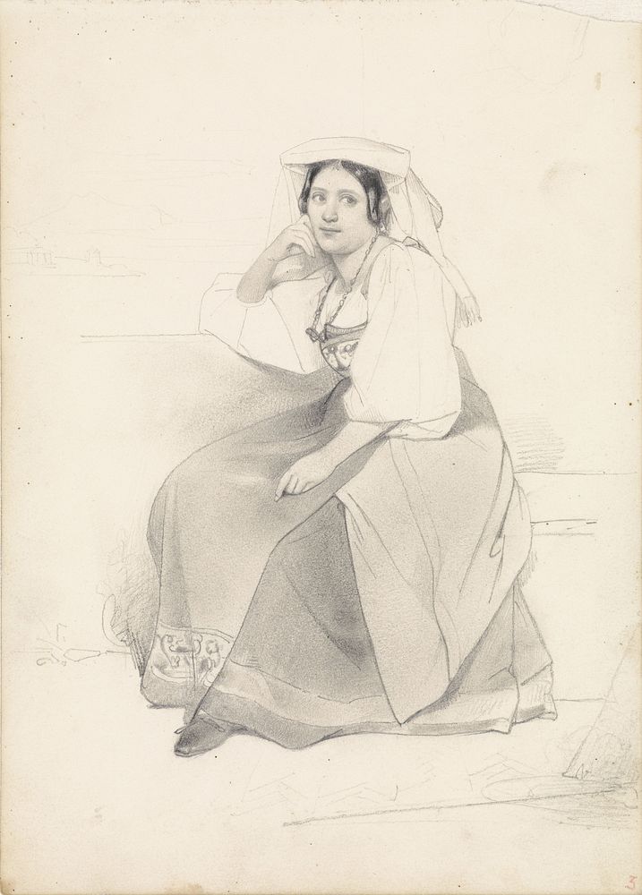 Zittende vrouw (1830 - 1887) by Johan Hendrik Koelman