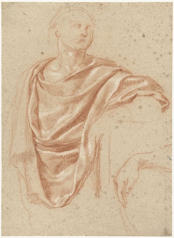 Romein in toga en studie van een hand (1627 - 1655) by Eustache Lesueur