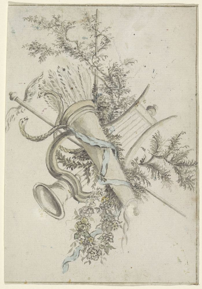 Trofee met godenattributen (1700 - 1800) by anonymous