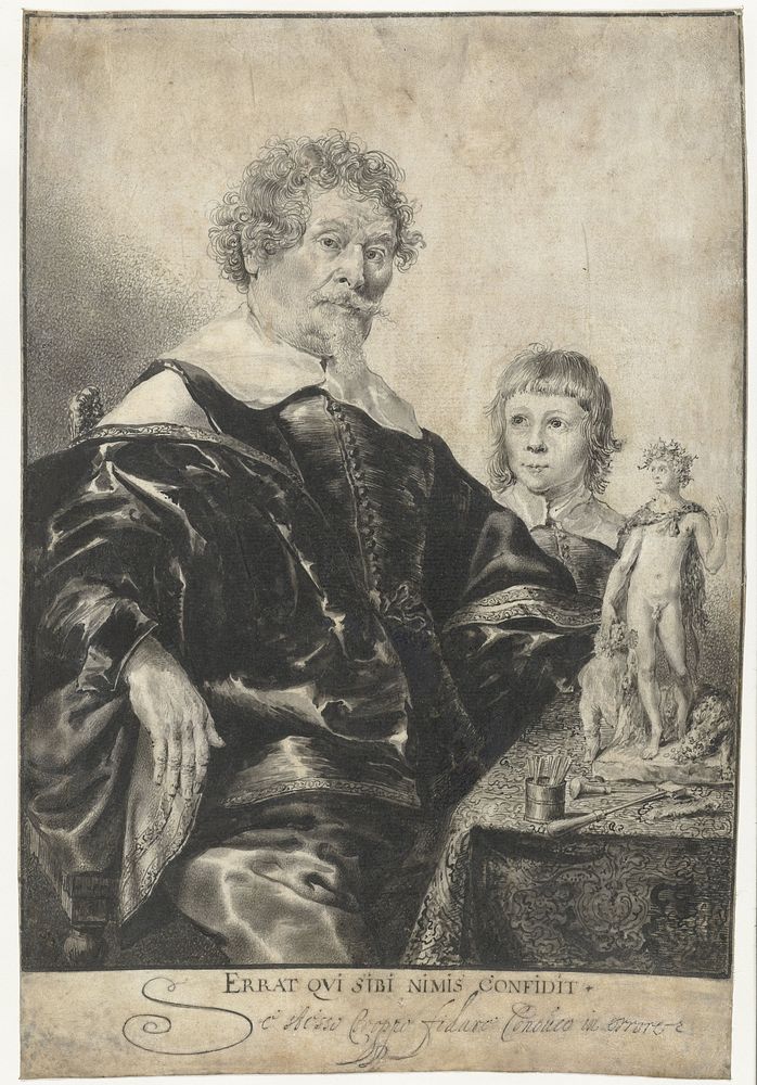 Portret van een edelsmid met zijn zoon (1632 - 1710) by Pieter Rottermondt