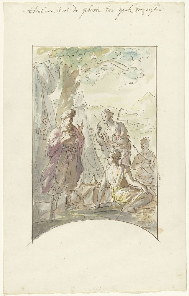 Abraham wordt de geboorte van een zoon voorspeld (1677 - 1755) by Elias van Nijmegen