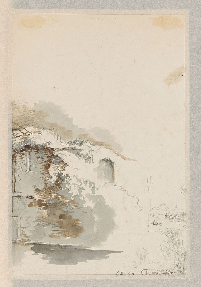 Diverse landschapsschetsen op een blad (1837 - 1903) by Jan Striening