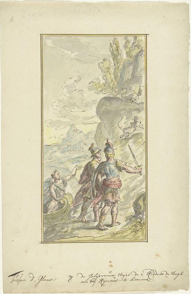 De twee ridders op weg naar Rinaldo (1677 - 1755) by Elias van Nijmegen