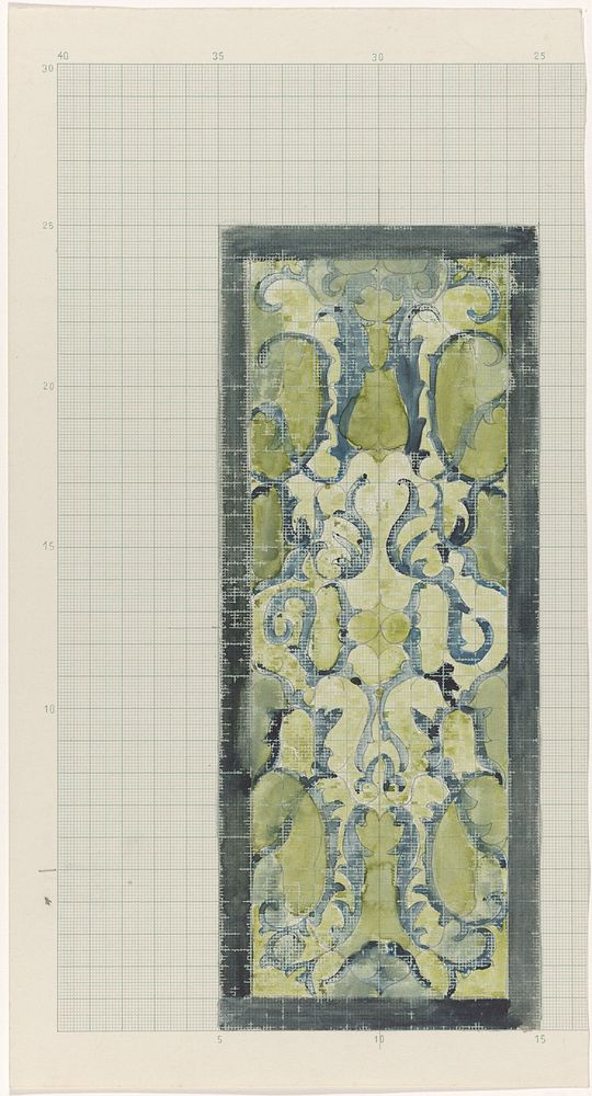 Decoratief ontwerp in groen en blauw (1874 - 1945) by Carel Adolph Lion Cachet