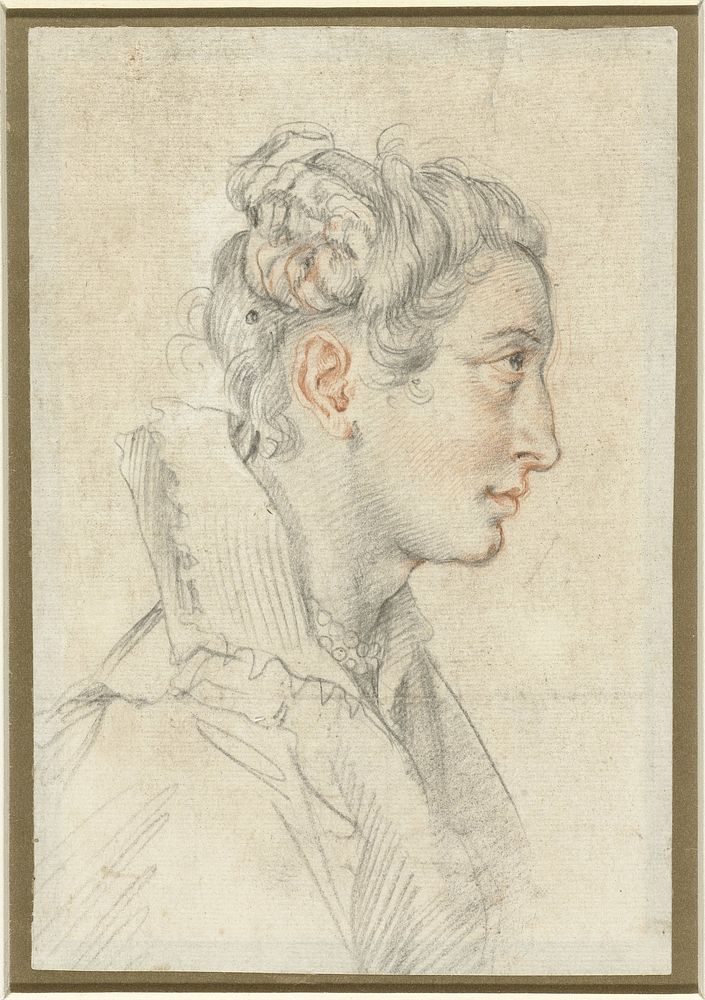 Portret van een onbekende jonge vrouw in profiel (1550 - 1609) by Federico Zuccaro