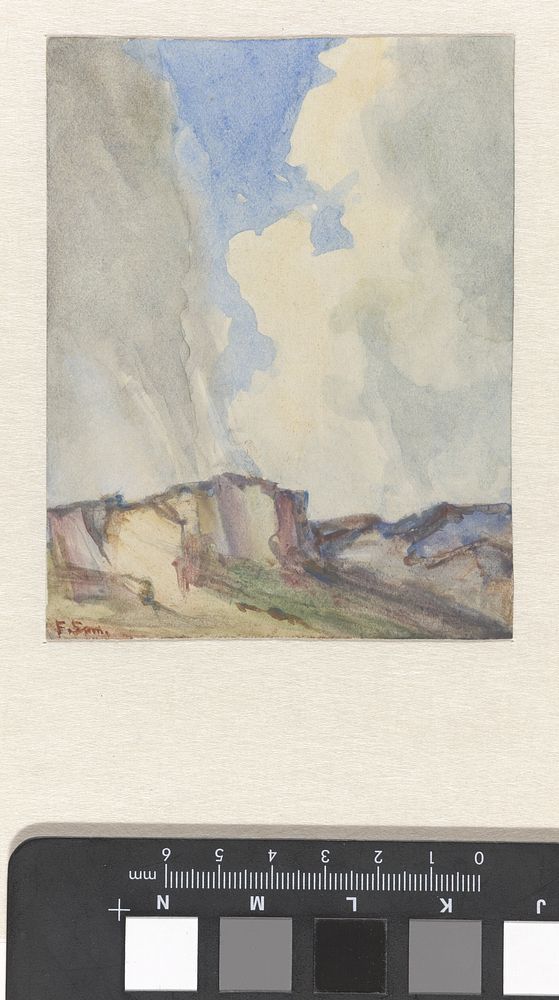 Duinlandschap met zandafgraving onder stormachtige lucht (1872 - 1944) by Frans Smissaert