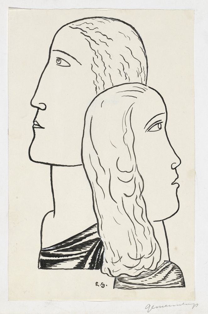 Gezicht van een man en een vrouw (1891 - 1941) by Leo Gestel