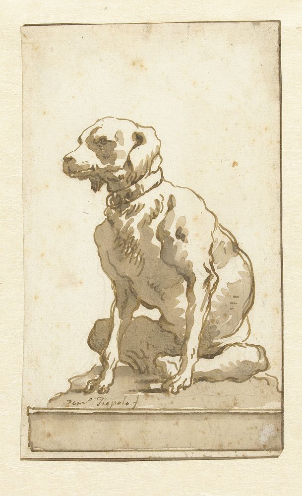 Sitting Dog (c. 1775 - c. 1795) by Giovanni Domenico Tiepolo
