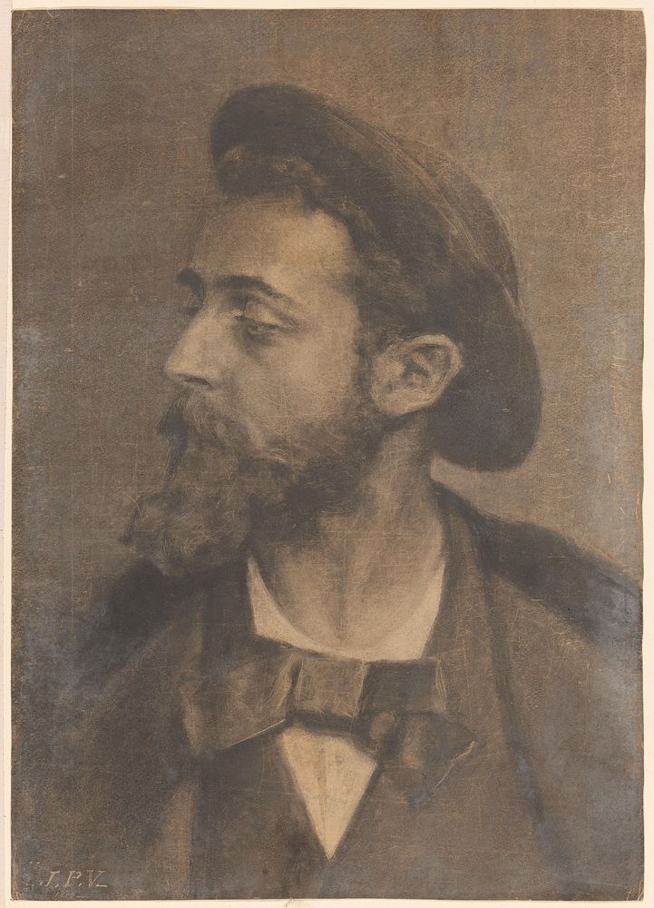 Portret van een man met baard en hoed, naar links (1880) by Jan Veth
