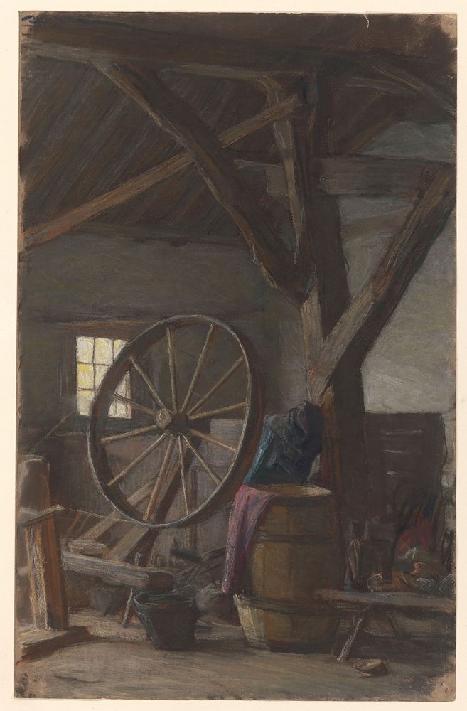 Interieur van boerenschuur (1874 - 1925) by Jan Veth