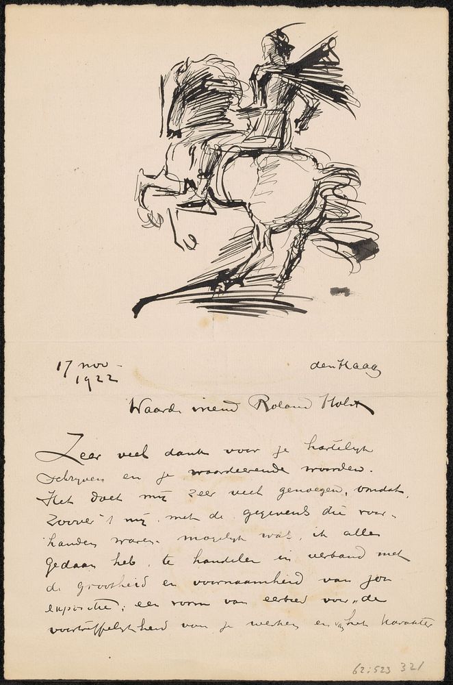 Brief aan Richard Roland Holst (1922) by Willem van Konijnenburg and Willem van Konijnenburg