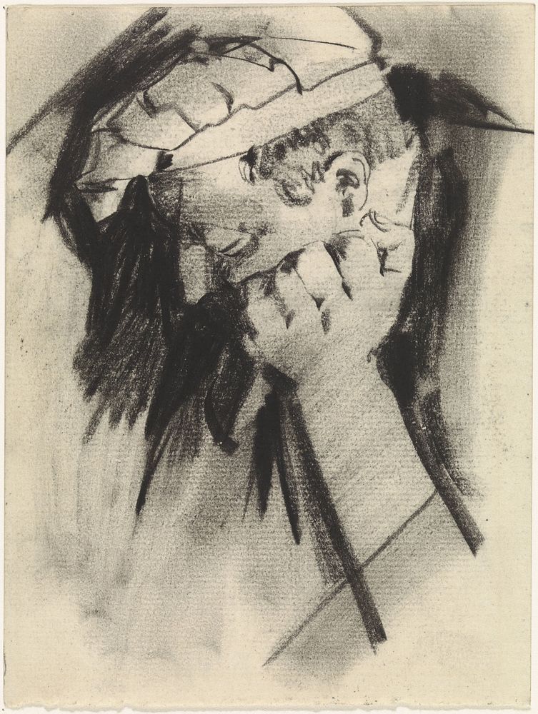 Hoofd van een man met een soort baret (1876 - 1924) by Gerrit Willem Dijsselhof