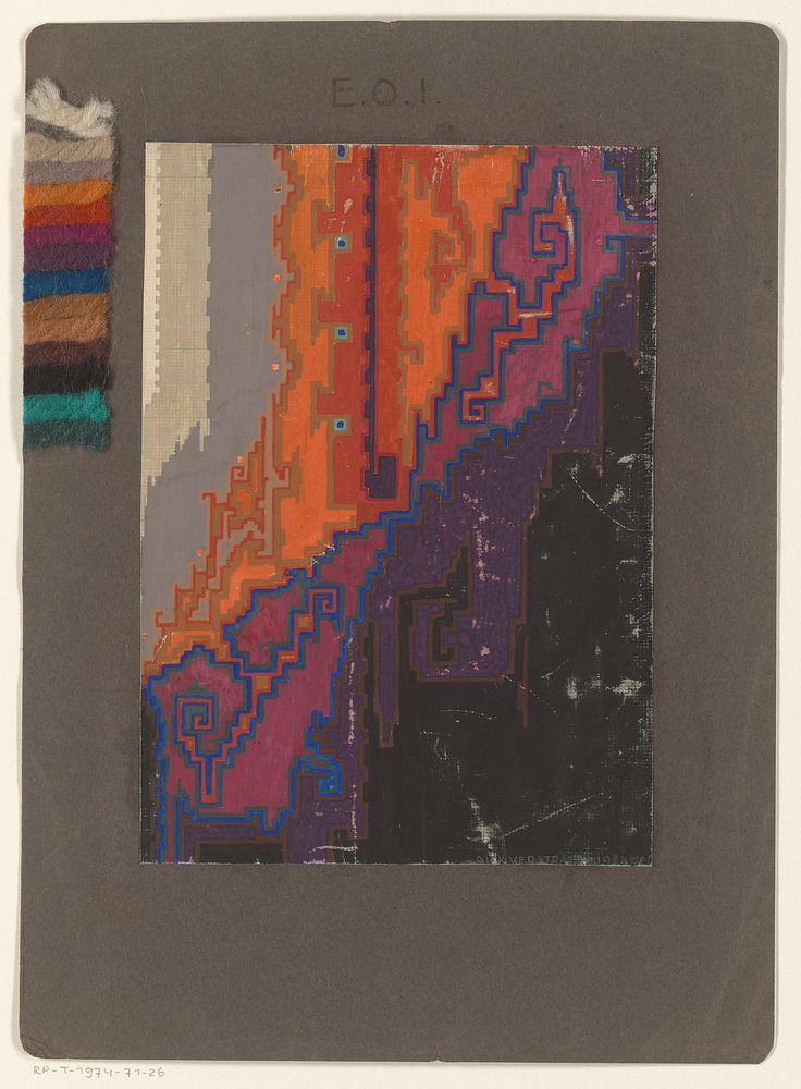 Ontwerp voor een tapijt met geometrisch patroon (1923) by Dirk Verstraten and t Woonhuys