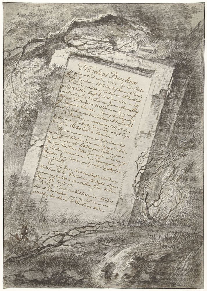 Frontispice voor een kunstboek met prenten van Nicolaes Berchem (1794) by Gerard van Nijmegen