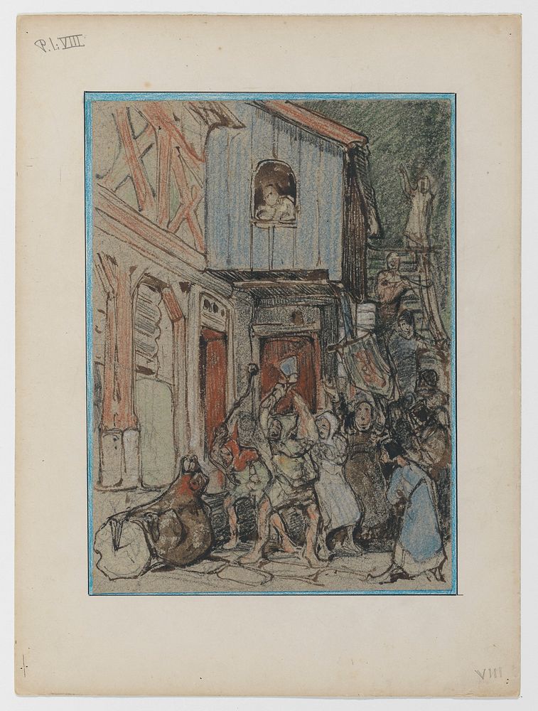 Bruin wordt aangevallen door de dorpelingen (1866 - 1939) by Bernard Willem Wierink