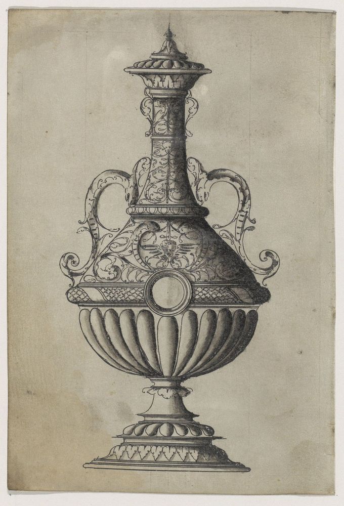 Vaas met een lange hals en twee oren (c. 1543 - c. 1553) by Jacques Androuet