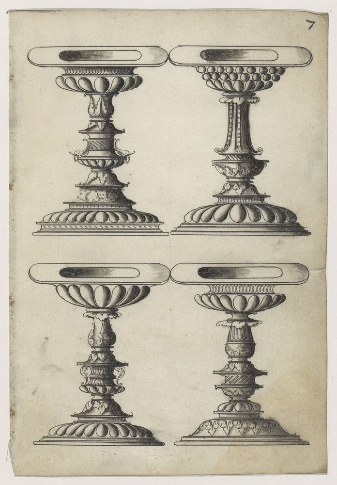 Vier tazza's (c. 1543 - c. 1553) by Jacques Androuet