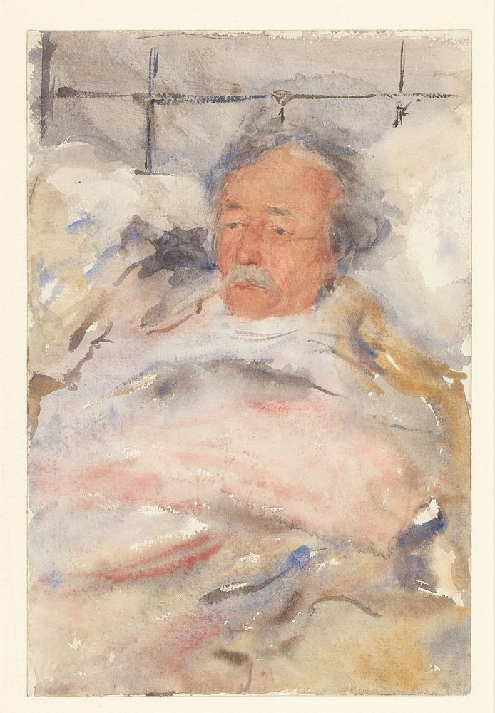 Portret van Alphons Marie Antoine Joseph Grandmont, te bed (1865 - 1913) by Bramine Hubrecht