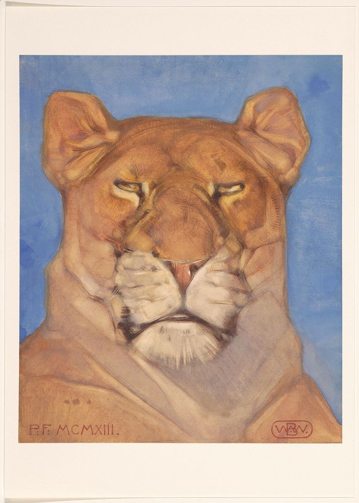Kop van een leeuwin (1866 - 1939) by Bernard Willem Wierink